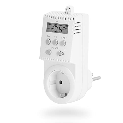 VASNER Universal-Thermostat VUTS1 – individuell programmierbares Steckdosenthermostat, 3-40°C, max. 3.600W, 230V/16A, einfache & Flexible Steuerung von Elektroheizungen Infrarotheizungen