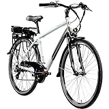 ZÜNDAPP Z802 E Bike Herren Trekking 155-185 cm Fahrrad 21 Gänge, bis 115 km, 28 Zoll Elektrofahrrad mit Beleuchtung und LED Display, Ebike Trekkingrad (weiß/grau, 48 cm)
