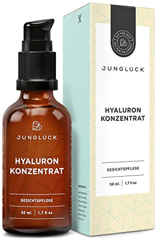 Junglück Hyaluron Serum I 50 ml hochdosiertes Hyaluronsäure Konzentrat I Anti-Aging Feuchtigkeitspflege für Gesicht & Haut I Natürliche & nachhaltige Kosmetik Made in Germany