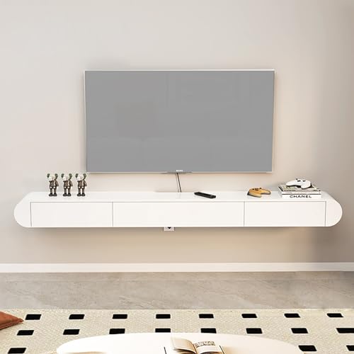 XRRJFYH Fernsehschrank with Light, TV Lowboard Hängend, TV Schrank Holz TV Board Hängend TV Cabinet TV Möbel (Size : Wit)