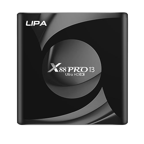 Lipa X88 Pro 13 TV Box 4-32 GB Android 13 -Mediaplayer Mit Kodi, Netflix und Playstore-8K Decoder - Apps via Playstore und Internet - Wifi und Ethernet - Dolby Sound - Bluetooth