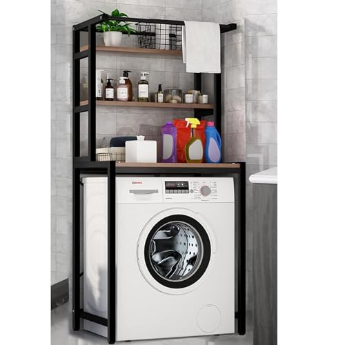 IMLAM Waschmaschinen-Regal, mit 3 Ablagen Überbau Regal für Waschmaschine Toilette Toilettenregal Badezimmerregal Multifunktionsregal