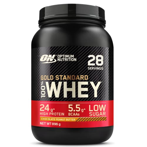 Optimum Nutrition ON Gold Standard Whey Protein Pulver, Eiweißpulver Muskelaufbau mit Glutamin und Aminosäuren, natürlich enthaltene BCAA, Chocolate Peanut Butter, 27 Portionen, 900g