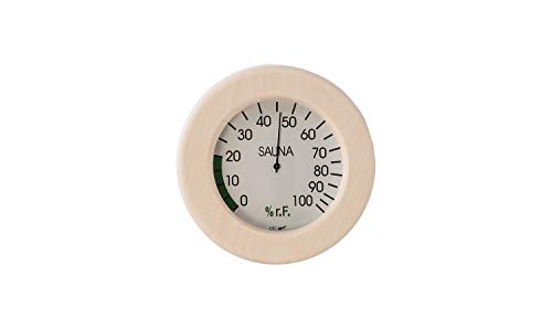 eliga Hygrometer weiß 120 mm im Holzrahmen rund 155 mm für Sauna