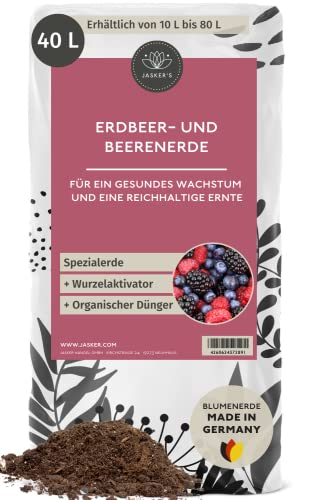 JASKERS® Bio-Erdbeererde 40 L | Erdbeerenerde Für schmackhafte Früchte | Mit Dünger & Wurzelaktivator
