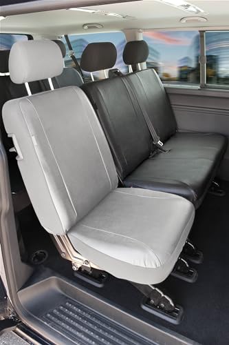 Walser 11457 Sitzbezüge für VW T5 Doppelbank hinten, Autositzbezüge aus Kunstleder, maßgefertigt ab Baujahr 04/2003-06/2015