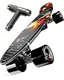 Deleven Skateboard Mini Cruiser komplett 56cm LED-Blitzräder oder Normale Räder Kinder Jungen Mädchen anfänger Erwachsene Leuchtrollen