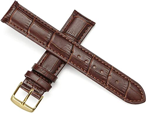 Herrenarmband, Lederarmband, Armband for Männer und Frauen, Rindslederarmband, Ersatzleder for Männer und Frauen, Roségold-Schnalle, schwarz-braunes Uhrenarmband (Color : Brown Gold)