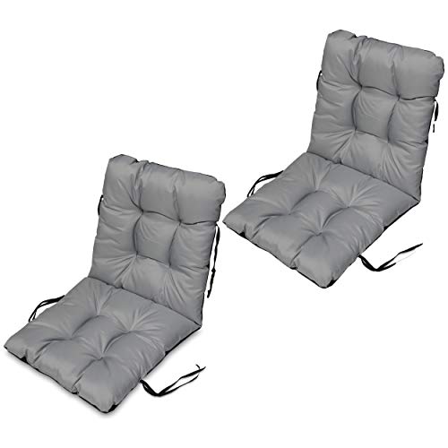 SuperKissen24 Stuhlkissen Sitzkissen und Rückenkissen für stühle - 2er Set 48x96 cm - Outdoor und Indoor - grau