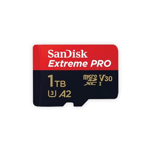 SanDisk Extreme Pro 1TB microSDXC Memory Card + SD Adapter with A2 App Performance + Rescue Pro Deluxe 170MB/s Class 10, UHS-I, U3, V30