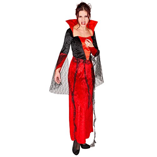TecTake dressforfun Aufwendiges Damen Vampirkleid mit Stehkragen Gothic Kostüm aus Samt, Satin und Spitze, Polyestergewebe (XL | Nr. 300073)