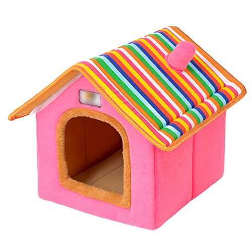 YOUJIAA Hundehöhle Katzenhöhle Hundehütte Hunde Katzenbett Hunde Katzenzwinger Haustierhaus - Pink, 50 * 42 * 50cm