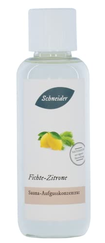 Saunabedarf Schneider - Aufgusskonzentrat Fichte-Zitrone - fruchtig-frischer, waldiger Saunaaufguss - 250ml Inhalt