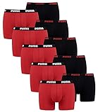 PUMA 10 er Pack Boxer Boxershorts Men Herren Unterhose Pant Unterwäsche, Bekleidungsgröße:L, Farbe:786 - Red/Black