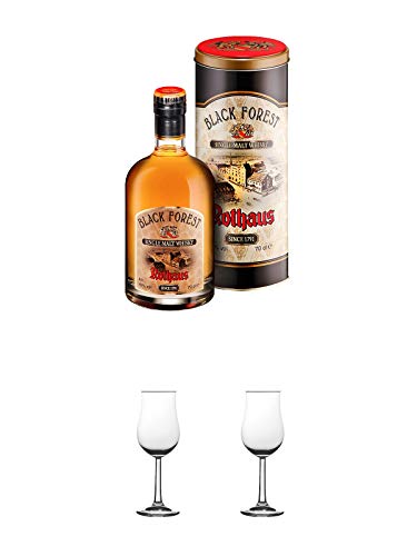 Rothaus Black Forest - SINGLE MALT - Whisky 0,7 Liter + Nosing Gläser Kelchglas Bugatti mit Eichstrich 2cl und 4cl 1 Stück + Nosing Gläser Kelchglas Bugatti mit Eichstrich 2cl und 4cl 1 Stück