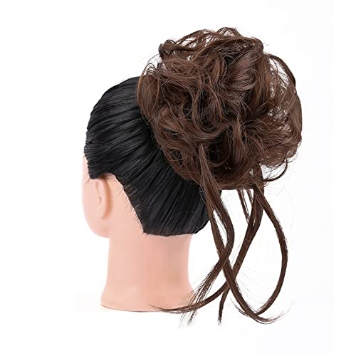 unordentliches Dutt-Haarteil Haargummis mit elastischem Haarband for Damen, unordentlicher Dutt, synthetische lange, zerzauste Haarknotenverlängerungen, gewelltes Haar, Pferdeschwanz-Haarteile Haarkno