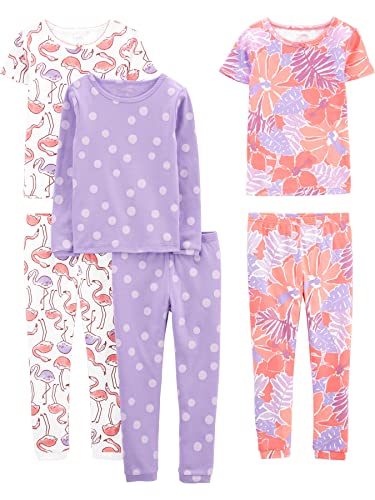 Simple Joys by Carter's Snug-fit Cotton Pajama Pyjama-Set, Violett/Punkt/Flamingo, 2 Jahre