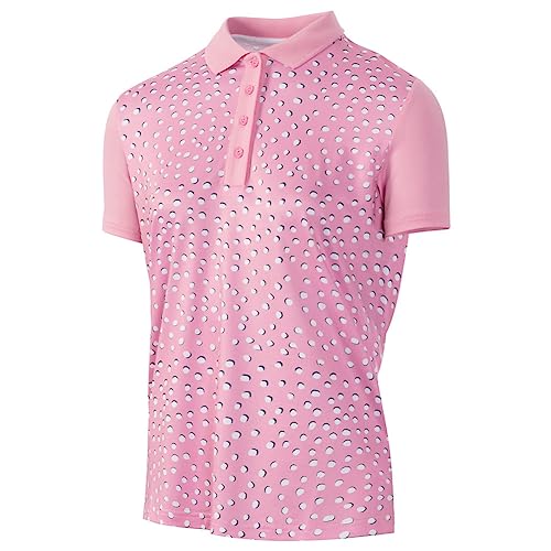 Island GREEN Golf Damen-Polo-Shirt, atmungsaktiv, schnell trocknend, feuchtigkeitsableitend, 2238 - Rosa/Weiß, Large