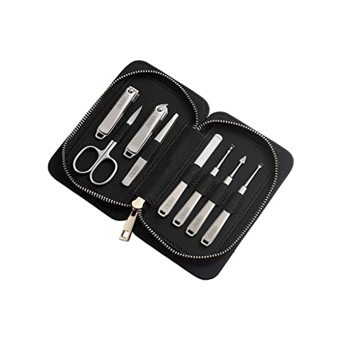 Maniküre Set 8-teiliges Nagelknipser-Set, tragbares Nagelset, Körperpflege-Pediküre-Set, Edelstahl-Schönheitsset mit tragbarer Modetasche (schwarz) Nagelknipser Set (Color : B-8-piece set)