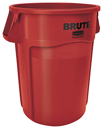 Rubbermaid Commercial Products FG264360RED Brute Container with Venting Channels, 166.5 L, Red (Pack of 4)