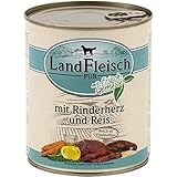 Landfleisch Pur Rinderherzen & Reis | 6x 800g Hundenassfutter