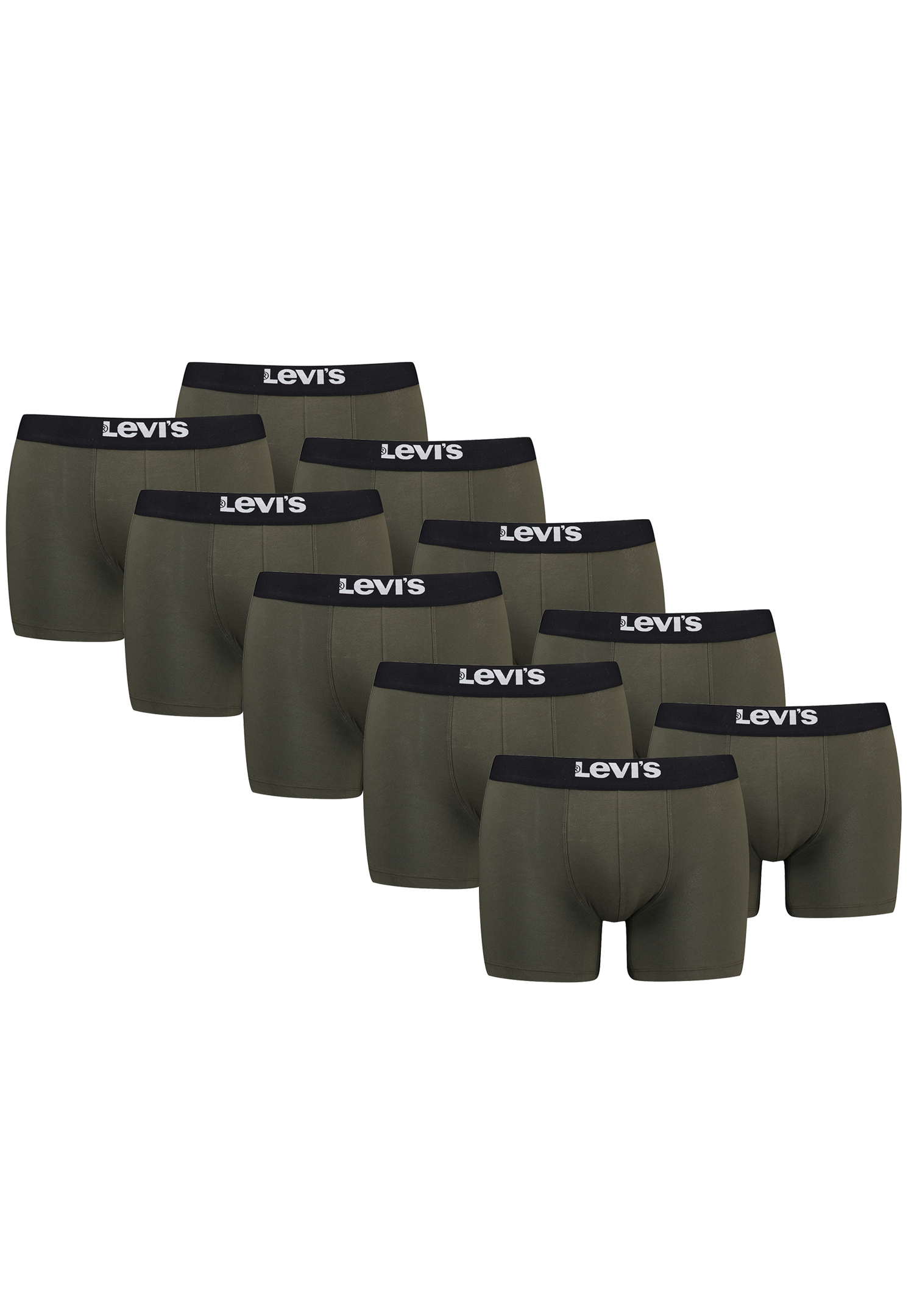 Levi&#039;s Solid Herren Boxershorts Unterwäsche aus Bio-Baumwolle im 10er Pack