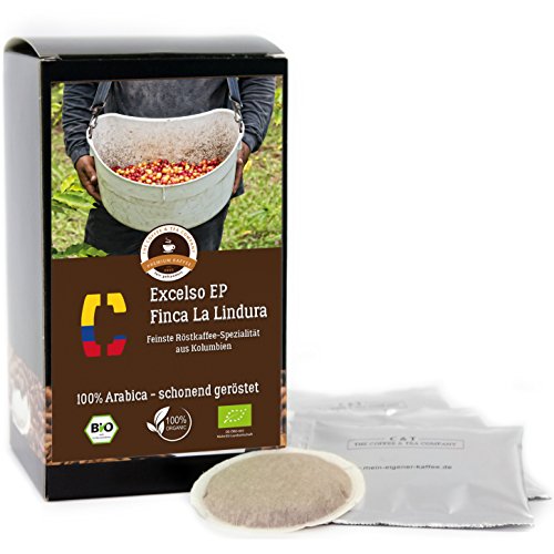Kaffee Globetrotter - Colombia Excelso EP Finca la Lindura - Bio - 50 Premium Kaffeepads - für Pad-Kaffeemaschine - Spitzenkaffee - Röstkaffee aus biologischem Anbau