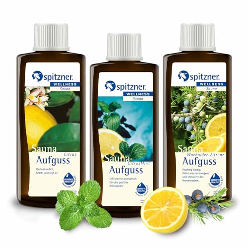 Saunaaufguss Citrus: Citrus, Citrusmint, Wacholder-Zitrone (3x190 ml) von Spitzner