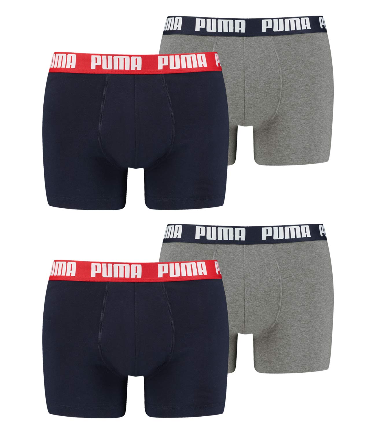 PUMA 4 er Pack Boxer Boxershorts Men Herren Unterhose Pant Unterwäsche, Farbe:036 - Blue/Grey Melange, Bekleidungsgröße:XL