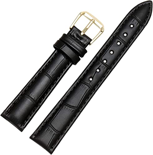 Herrenarmband, Lederarmband, Armband for Männer und Frauen, Leder, 12 mm/14 mm/15 mm/16 mm/18 mm/19 mm/20 mm/22 mm, rotes Armband, Uhrenzubehör (Color : Black B)