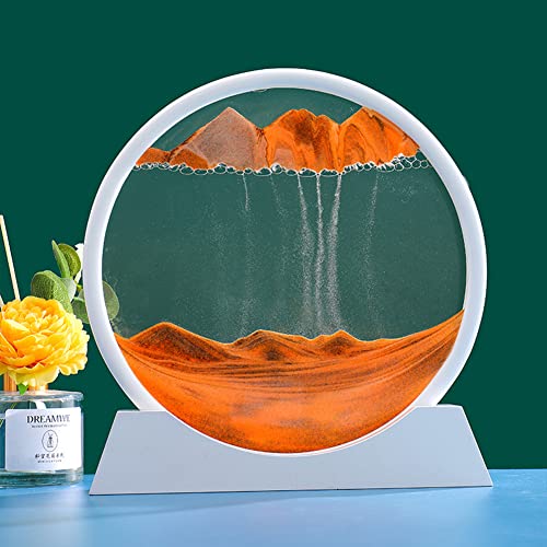 Sandbild, Moving Sand Art, 3D Dreidimensionale Dekomprimierte Sanduhr Entspannende Desktop Home Office Work Decor, 7 inche (Gelb)