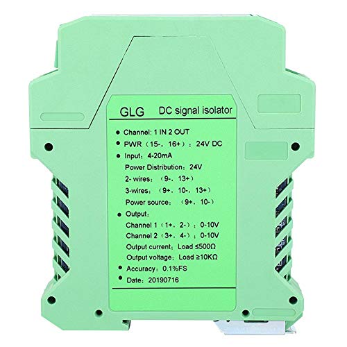 DC Signal Conditioner, 4~20mA Modul Signal Isolator Transmitter Conditioner, DC Spannungs- und Stromsignal Isolator für Zweidraht-, Drei-Draht-Sender(1 in 2 out 0-10V)