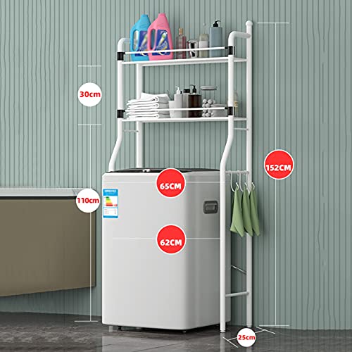 DRYIC Waschmaschinen-Aufbewahrungsregal über der bodenstehenden Toilette, Badezimmerregal, Wäscheständer aus Eisen/weiß (White a)