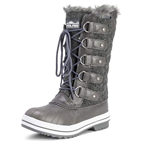 Polar Womens Snow Boot Quilted Tall Winter Snow Waterproof Warm Rain Boot - 9 - GRT42 YC0013