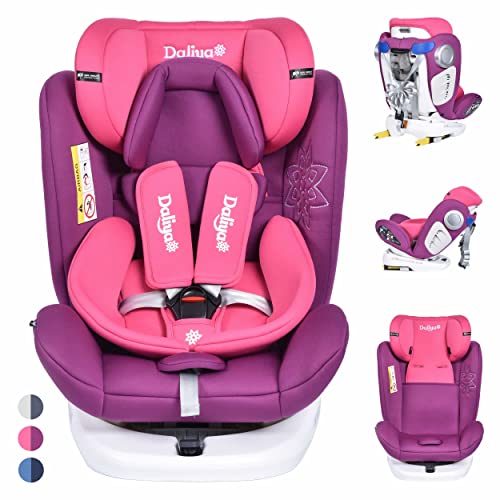 Daliya Sedion Kinderautositz 0-36KG 360° Pink, mitwachsender Autositz, Kindersitz GR. 0+1+2+3, Isofix Fix, Top Tether, 5 Punkt Sicherheitsgurt, incl. Sonnenverdeck, 2x Isofix Einbauhilfe