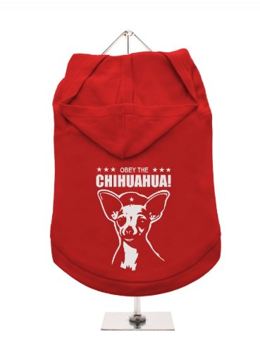 "Obey The Chihuahua" UrbanPup Hunde-Hoodie Hoodie (rot/Spiegel Silber)