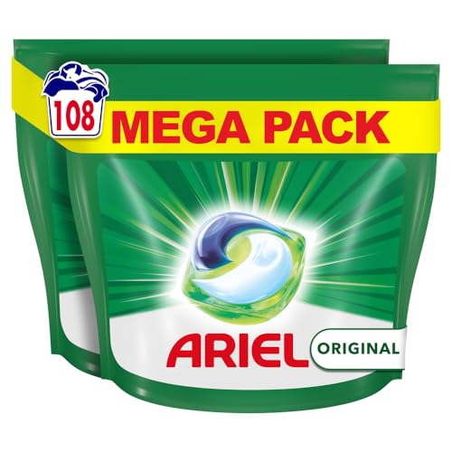Ariel Allin1 Flüssigwaschmittel in Kapseln, Duft mit langer Haltbarkeit, 108 Waschgänge (2 x 54)
