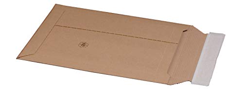 KK Verpackungen® Versandtasche aus Wellpappe für DIN A4+ | 100 Stück, 235x337x35mm, Versandverpackung mit Selbstklebeverschluss & Aufreißfaden | Karton-Versandtasche für flachliegende Gegenstände