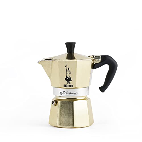 Bialetti Kaffeemaschine Moka Express Gold 3 Tassen, Anti-Sonnenbrand, nicht für Induktion geeignet, (130 ml) ,, 0005174, Oro
