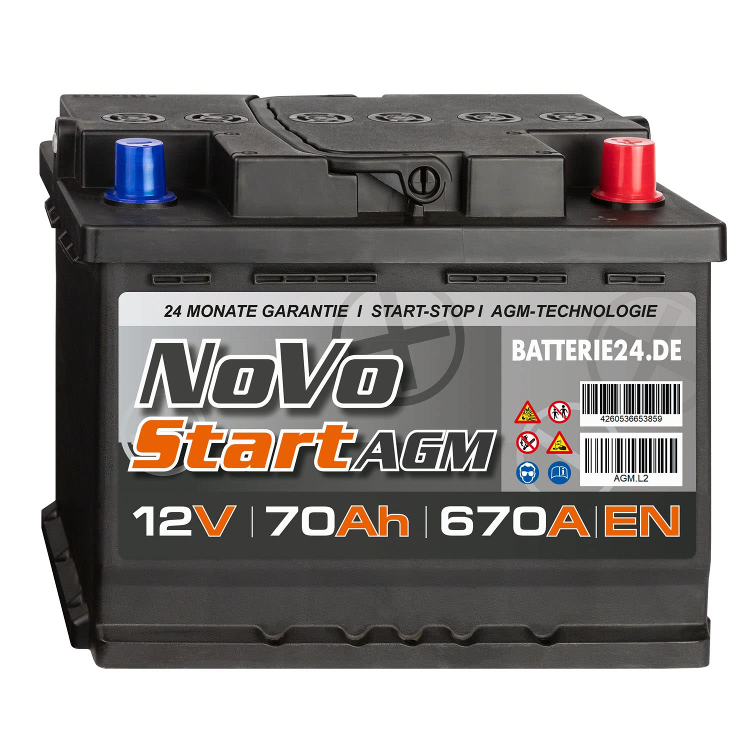 NoVo AGM Autobatterie 12V (70 Ah)
