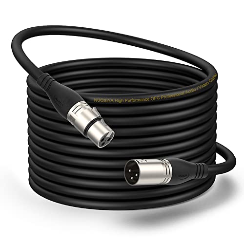 NUOSIYA XLR-Kabel, hochwertiges, klareres Audio-Signal-Mikrofonkabel, weiches Gummimaterial, XLR-Stecker auf Buchse, Mikrofonkabel (1 Packung, 15 m, schwarz)