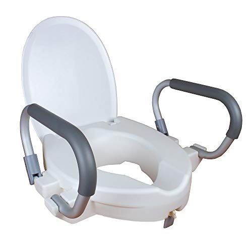 Mobiclinic Toilettensitzerhöhung mit Armlehnen, Deckel, Weiß, Modell Alcalá