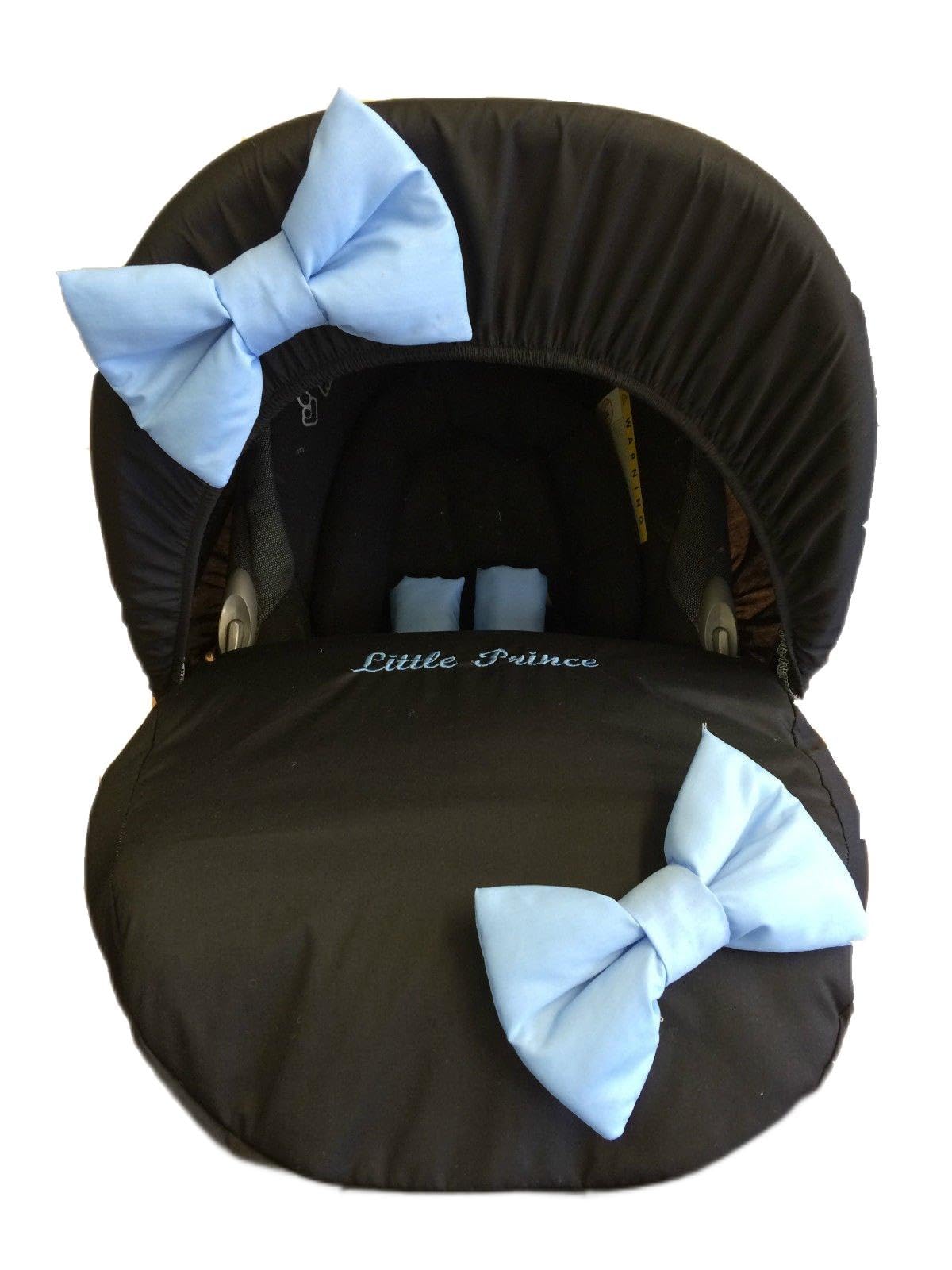mit Schwarz personalisierbar blau Schleife Baby Autositz Cover
