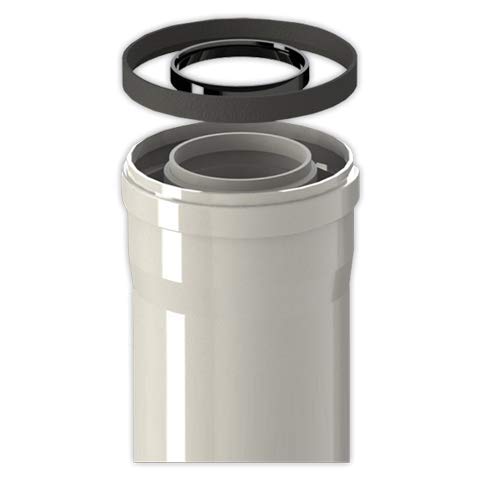 Fig 610 – 2000 mhp15 – Rohr Kamin Koaxial Buchse Durchmesser 60 100 x 2000 mm Aluminium Polypropylen