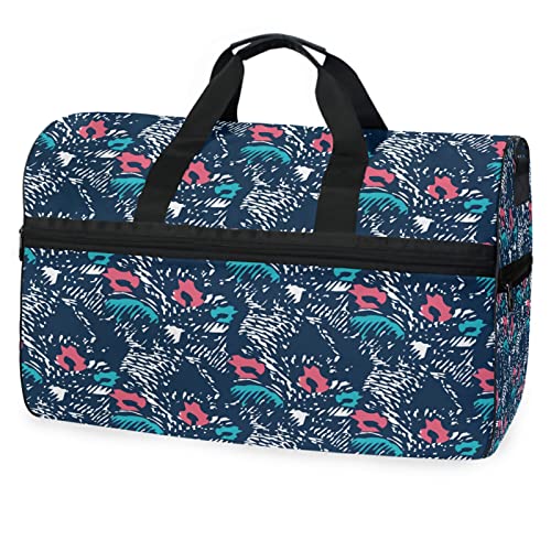 Muster Grün Weiß Rot Gras Sporttasche Badetasche mit Schuhfach Reisetaschen Handtasche für Reisen Frauen Mädchen Männer