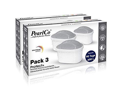 PearlCo - Protect+ unimax Filterkartuschen Pack 6 für sehr hartes Wasser - passt zu Brita Maxtra