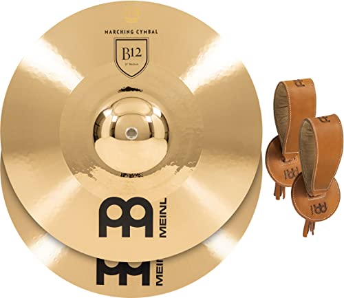 Meinl Cymbals MA-B12-18M Marschbecken Paar Medium B12 Bronze 45,7 cm (18 Zoll) inkl. BR5 Marschbeckenriemen