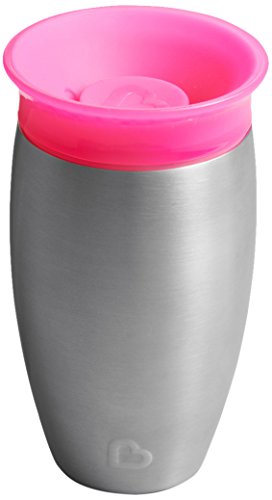Munchkin Miracle 360°- Edelstahl-Trinkbecher für Babys und Kleinkinder, BPA-frei, auslaufsicher, spülmaschinenfest, für Kinder ab 12 Monaten, rosa - 296 ml