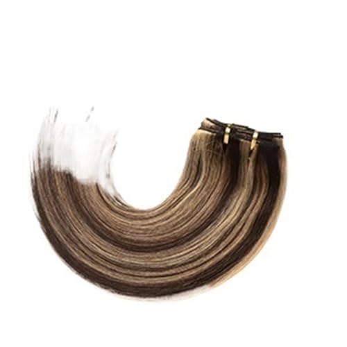 Clip-in-Haarverlängerungen, Echthaar, echtes Haarteil, for Anklipsen, 120 g, 14 bis 22 (Color : #P4/27, Size : 14 INCHES_120G/SET)