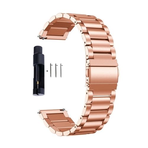BOLEXA 22 mm 20 mm Schnellverschluss-Edelstahl-Uhrenarmband, magnetisches Smart-Armband mit Werkzeug (Color : Sanzhu Rose Gold, Size : 20mm)